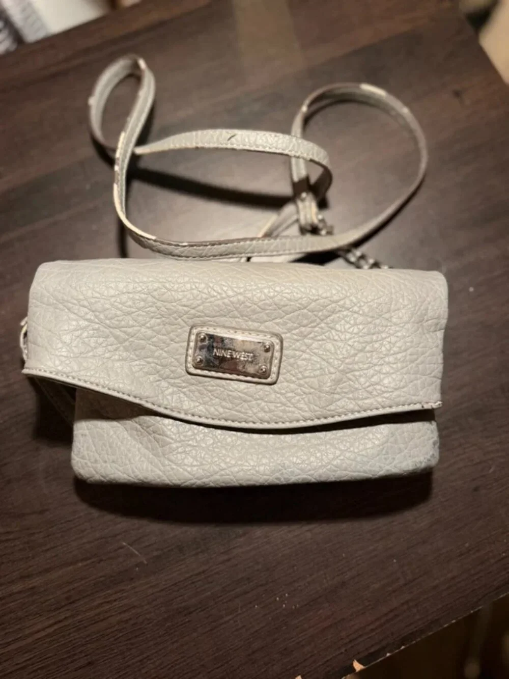Grey Nine West Crossbody Clutch Nappy Bag Purse